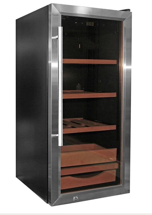 compressor stainless steel door with silver panel cigar cooler cellar