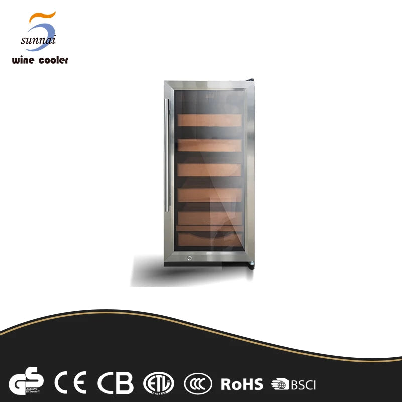 compressor stainless steel door with silver panel cigar cooler cellar