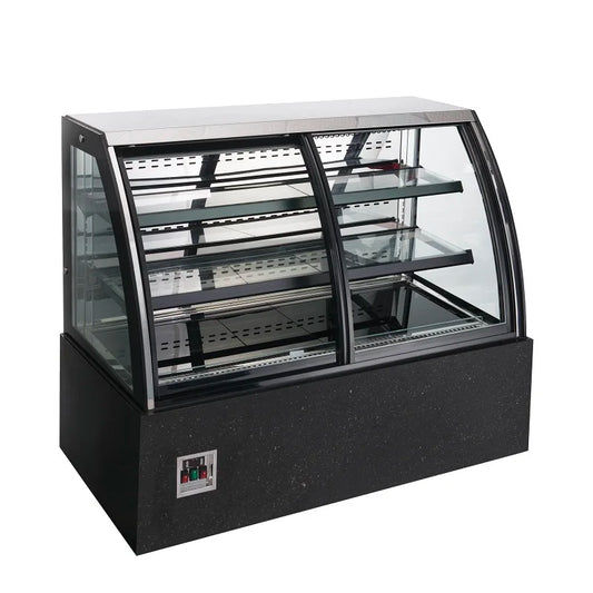 curved glass cake display fridge upright bakery refrigerator cake dessert display showcase