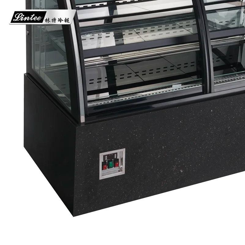 curved glass cake display fridge upright bakery refrigerator cake dessert display showcase