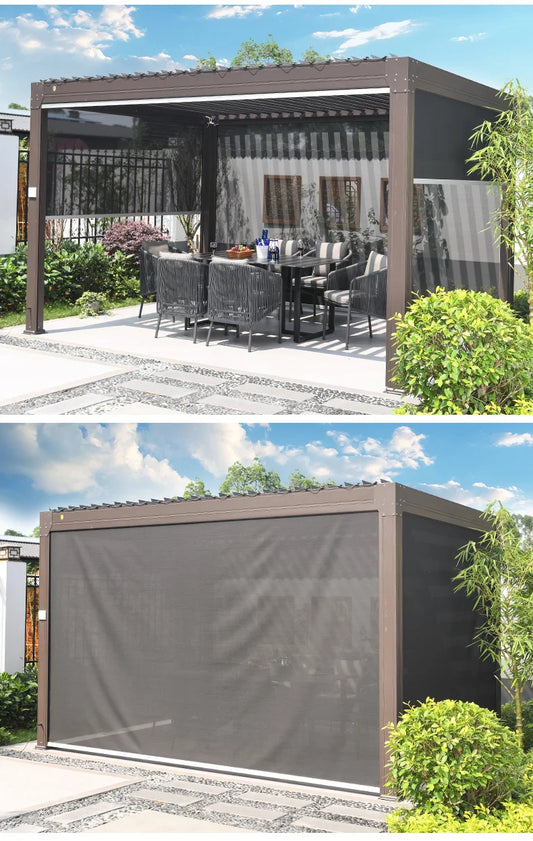 custom size 3m,4m,5m,6m, gazebo outdoor automatic canopy patio garden sun room aluminum alloy electric sunshade