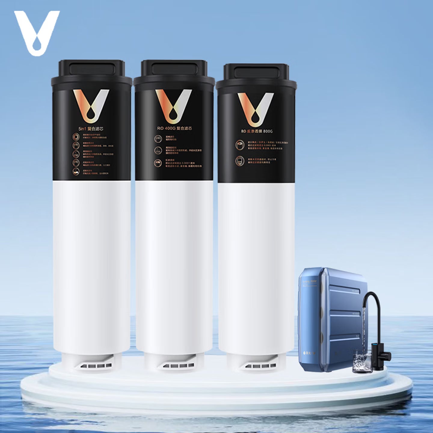 Yunmi Super1200G Water Purifier Filter Core Model MR1223 - 5-in-1 Composite Filter Core for Water Purifier 400G RO Membrane 800G RO 3rd Type 800G Reverse Osmosis RO Membrane Filter Core (Suitable for Yunmi Water Purifier Super-1200G (Model: MR1223))