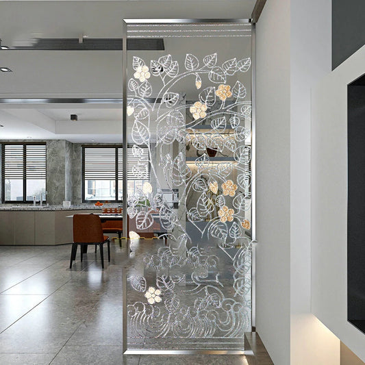 glass partition wall screen modern minimalist living room decoration stainless steel partition screen