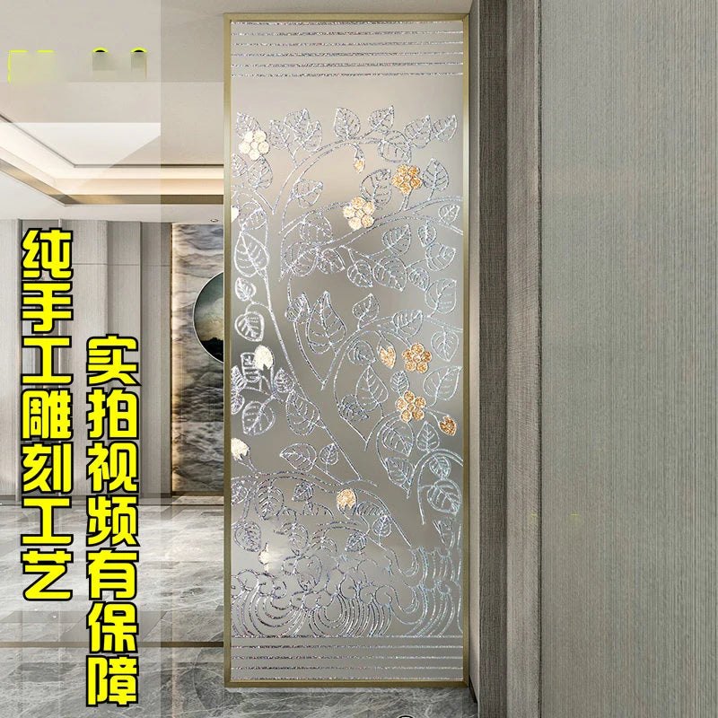 glass partition wall screen modern minimalist living room decoration stainless steel partition screen