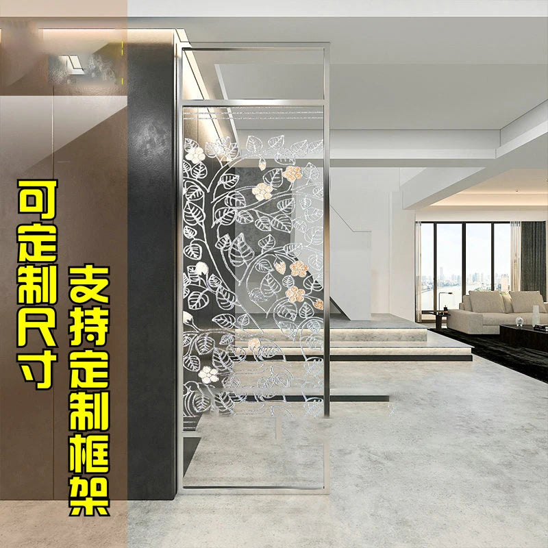 glass partition wall screen modern minimalist living room decoration stainless steel partition screen