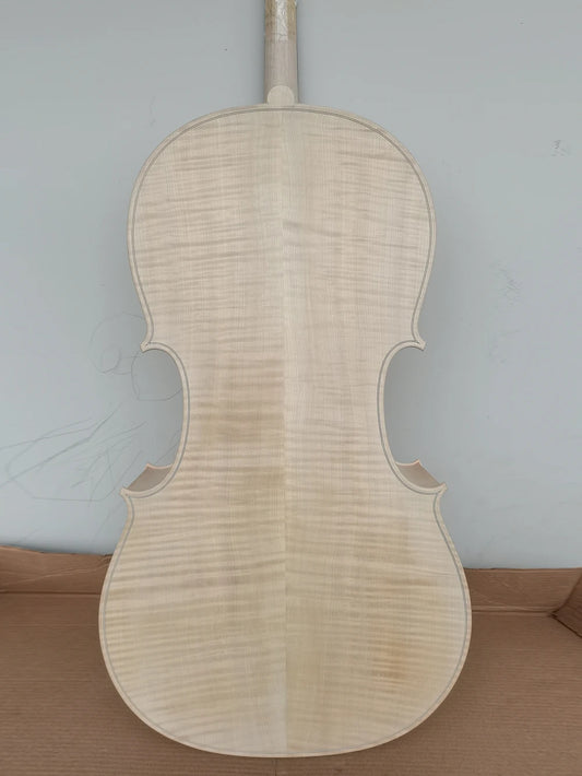 MMOOKA hand flame Maple white embryo Cello unfinished Cello 4/4 Custom 1/2 3/4 Spruce wood solid wood white Cello DIY ebony fingerboard