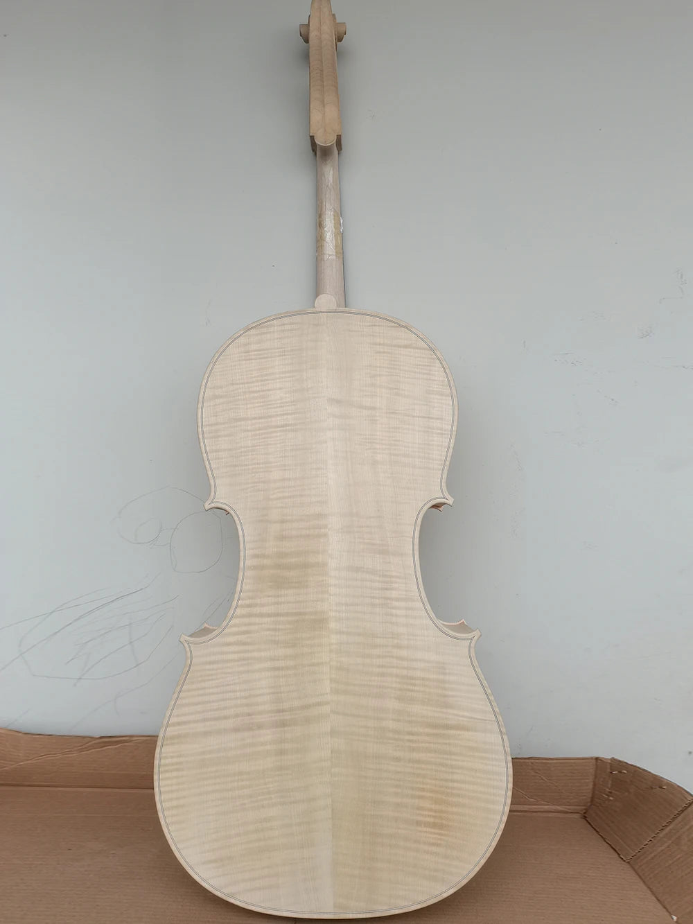 MMOOKA hand flame Maple white embryo Cello unfinished Cello 4/4 Custom 1/2 3/4 Spruce wood solid wood white Cello DIY ebony fingerboard