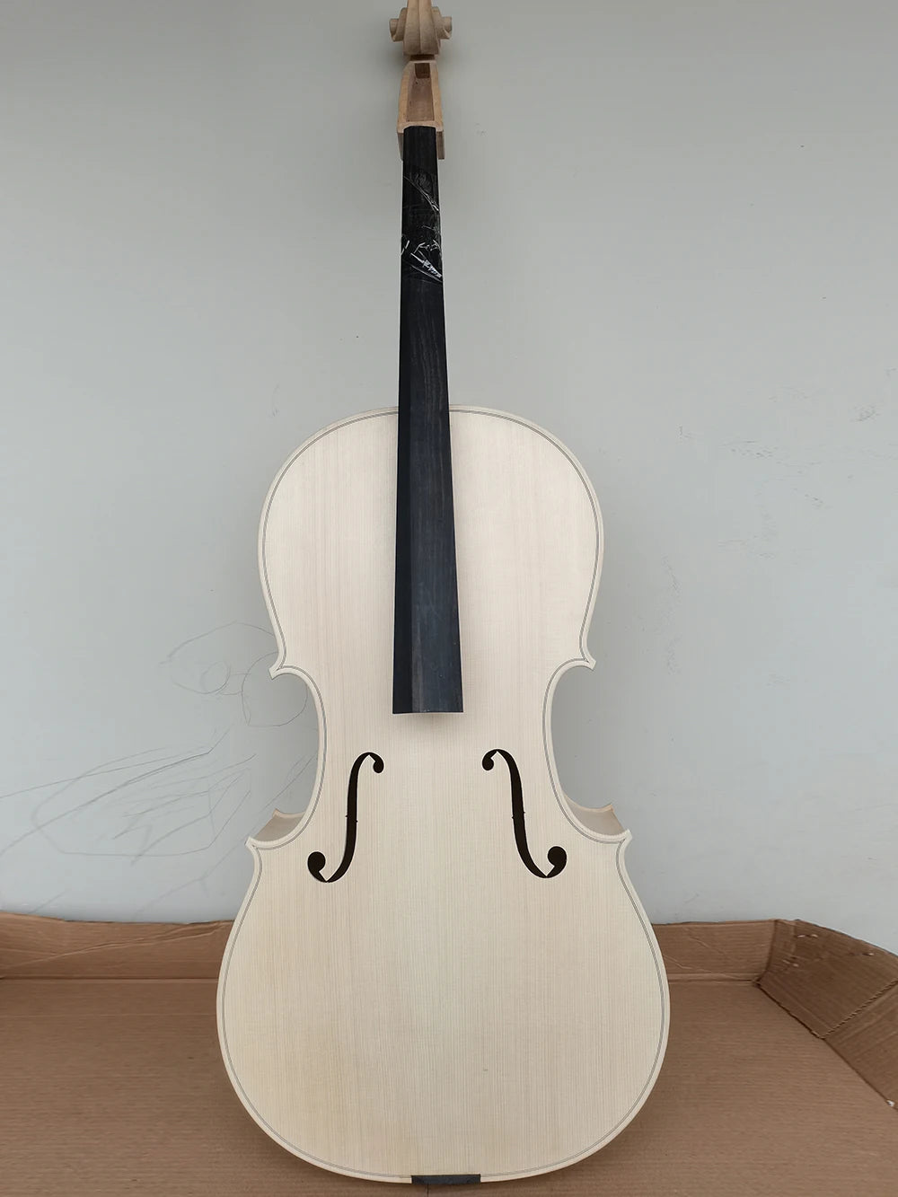 MMOOKA hand flame Maple white embryo Cello unfinished Cello 4/4 Custom 1/2 3/4 Spruce wood solid wood white Cello DIY ebony fingerboard