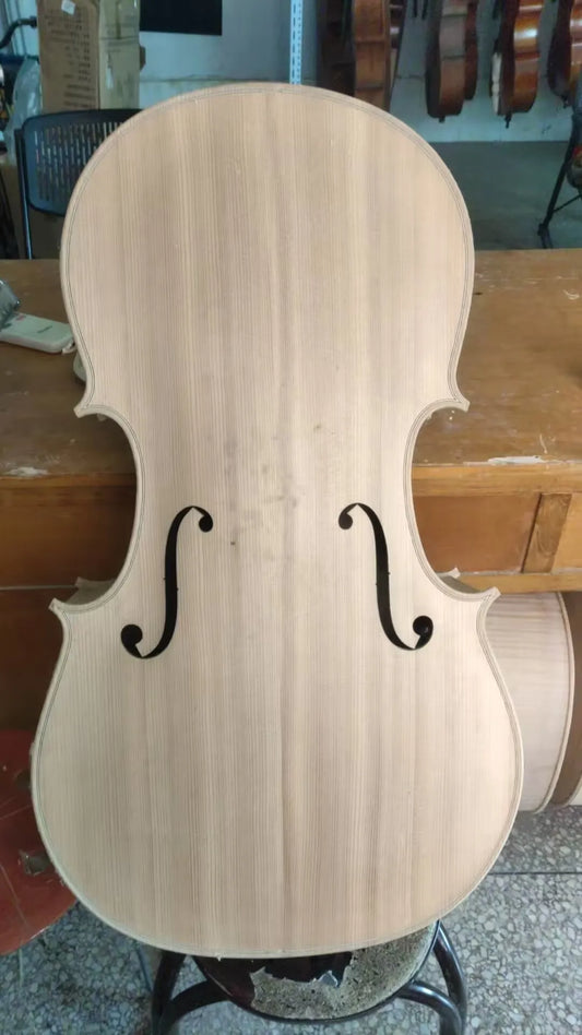 MMOOKA hand flame Maple white embryo Cello unfinished Cello 4/4 Custom Spruce wood solid wood white Cello DIY ebony fingerboard