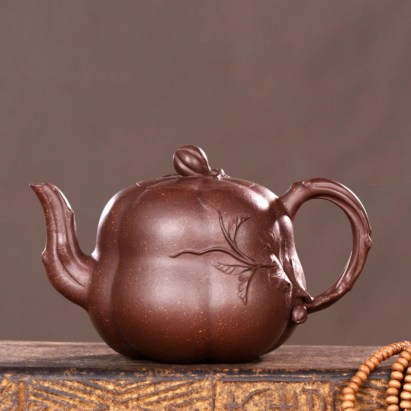 |high-end! Famous craftsman teapot handmade Yixing Zisha Teapot Set pumpkin pot new products