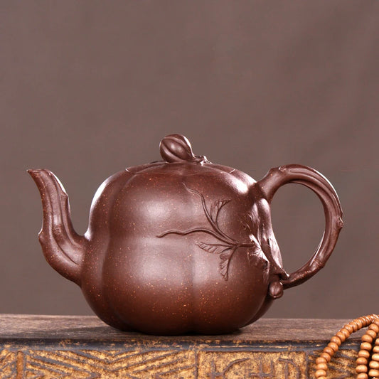 |high-end! Famous craftsman teapot handmade Yixing Zisha Teapot Set pumpkin pot new products