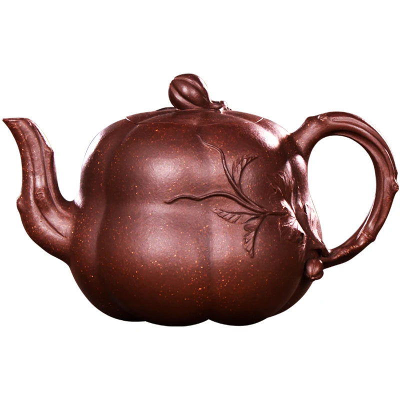 |high-end! Famous craftsman teapot handmade Yixing Zisha Teapot Set pumpkin pot new products