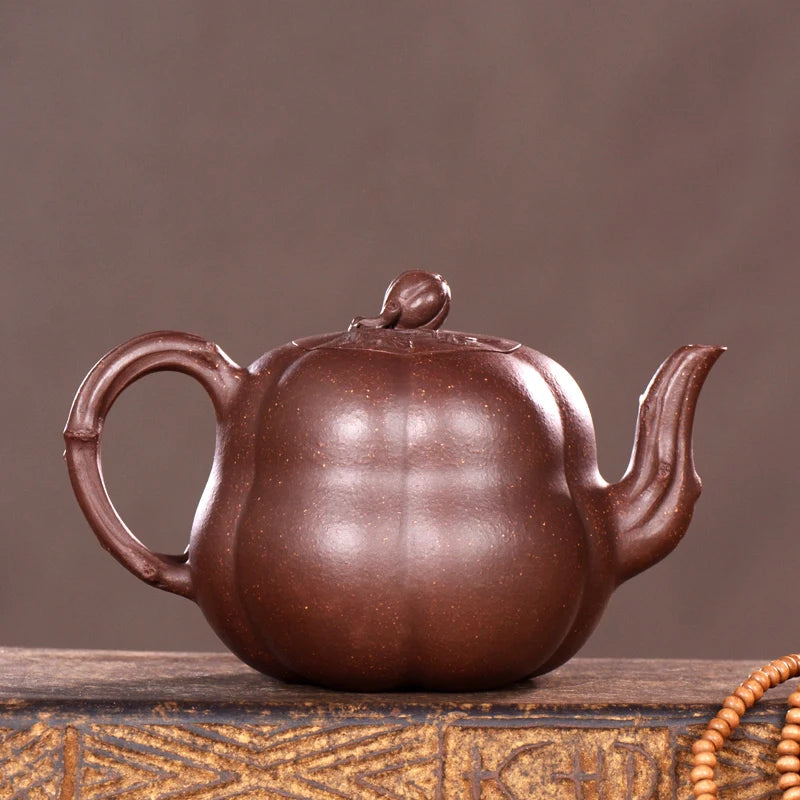 |high-end! Famous craftsman teapot handmade Yixing Zisha Teapot Set pumpkin pot new products