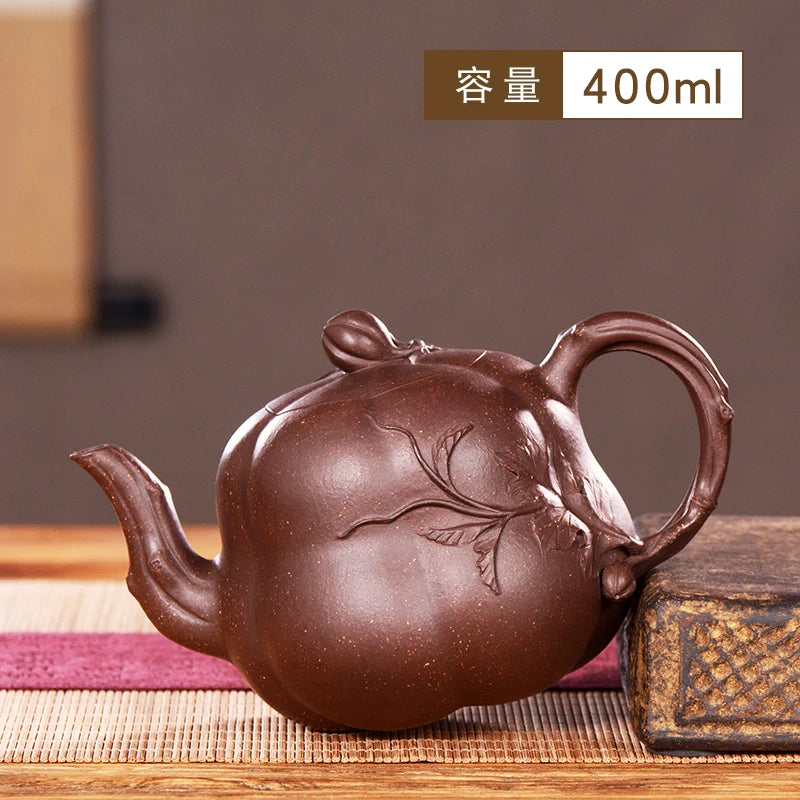 |high-end! Famous craftsman teapot handmade Yixing Zisha Teapot Set pumpkin pot new products