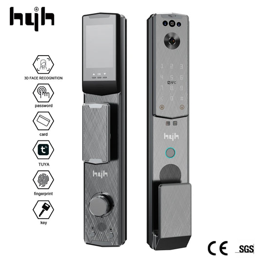 hyh Biometric Fingerprint Lock 3D Face Recognition Camera Intelligent Fingerprint Password RFID Card Automatic Lock for Security