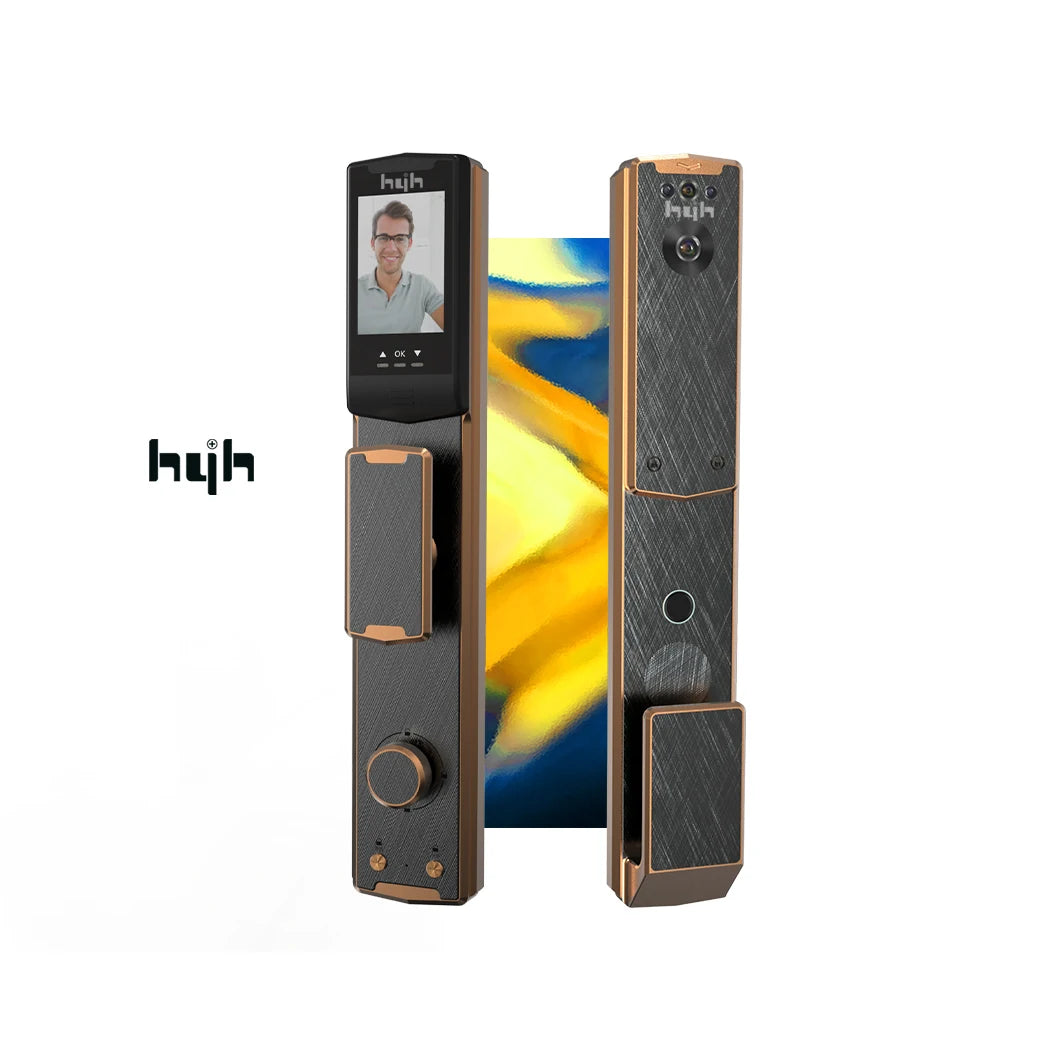 hyh Biometric Fingerprint Lock 3D Face Recognition Camera Intelligent Fingerprint Password RFID Card Automatic Lock for Security