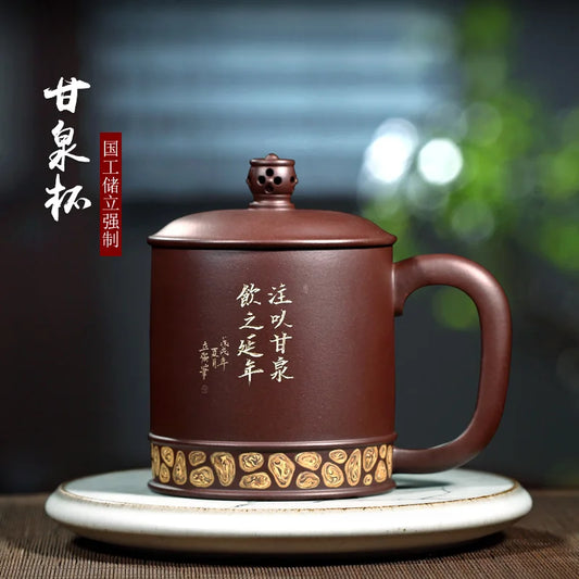 joy pot 】 yixing recommended the engineering ChuLiQiang all hand undressed ore old purple clay ground mud oasis glass