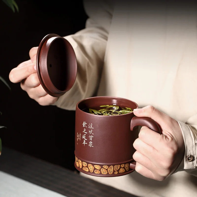 joy pot 】 yixing recommended the engineering ChuLiQiang all hand undressed ore old purple clay ground mud oasis glass