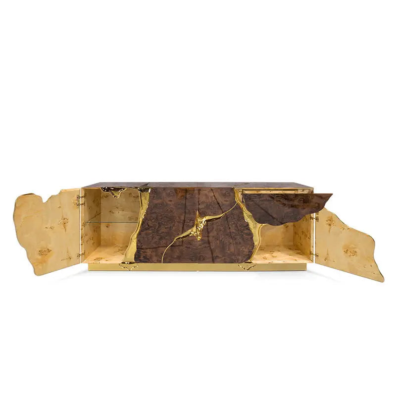 luxury living room modern gold stainless steel framed wood TV stand storage dry cabinets kitchen cabinet handle for hotel villa