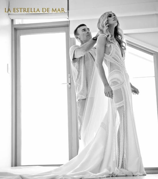 luxury mermaid wedding gowns sexy v neck cap sleeves Backless vestido de noiva boho Sweep Train romantic robe de mariee perfect