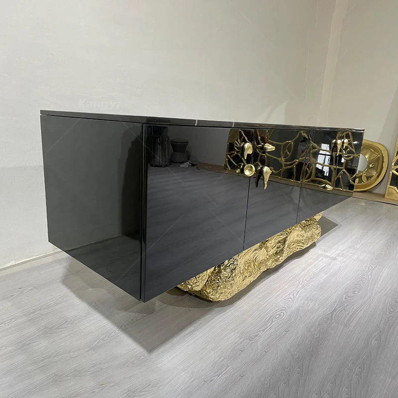 luxury modern design metal stump solid wood locker can do marble top sideboard buffet cabinet