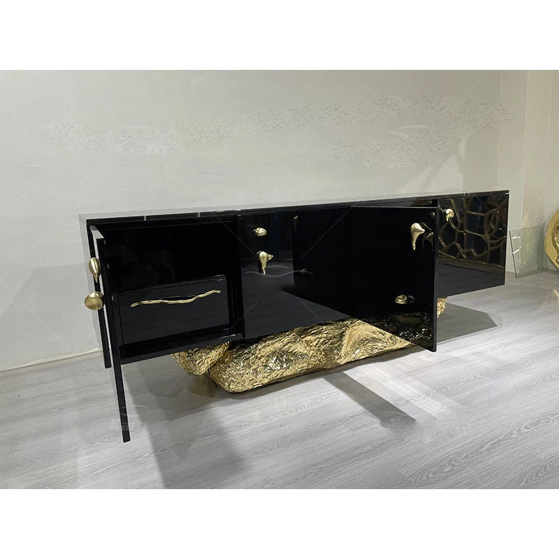 luxury modern design metal stump solid wood locker can do marble top sideboard buffet cabinet