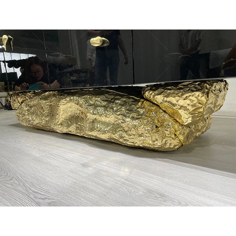 luxury modern design metal stump solid wood locker can do marble top sideboard buffet cabinet