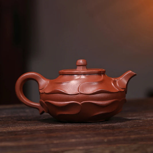 |[national work products] Yixing purple clay pot famous hand-made raw ore vermilion stone ladle tea set 270cc