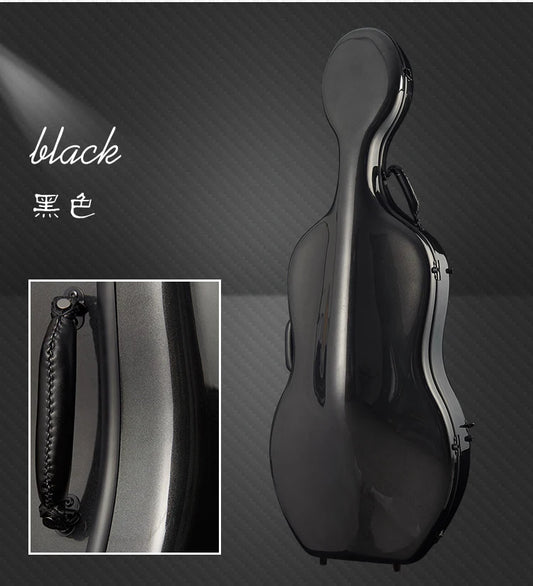 MMOOKA new full size cello case carbon fiber 4/4 high strength BLACK