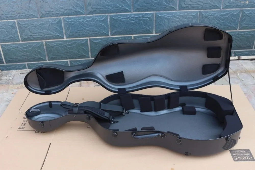MMOOKA new full size cello case carbon fiber 4/4 high strength BLACK