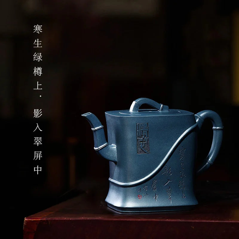 of the yixing handmade carved painting authentic recommended azure chlorite assistantengineer kung fu tea pot with tsui