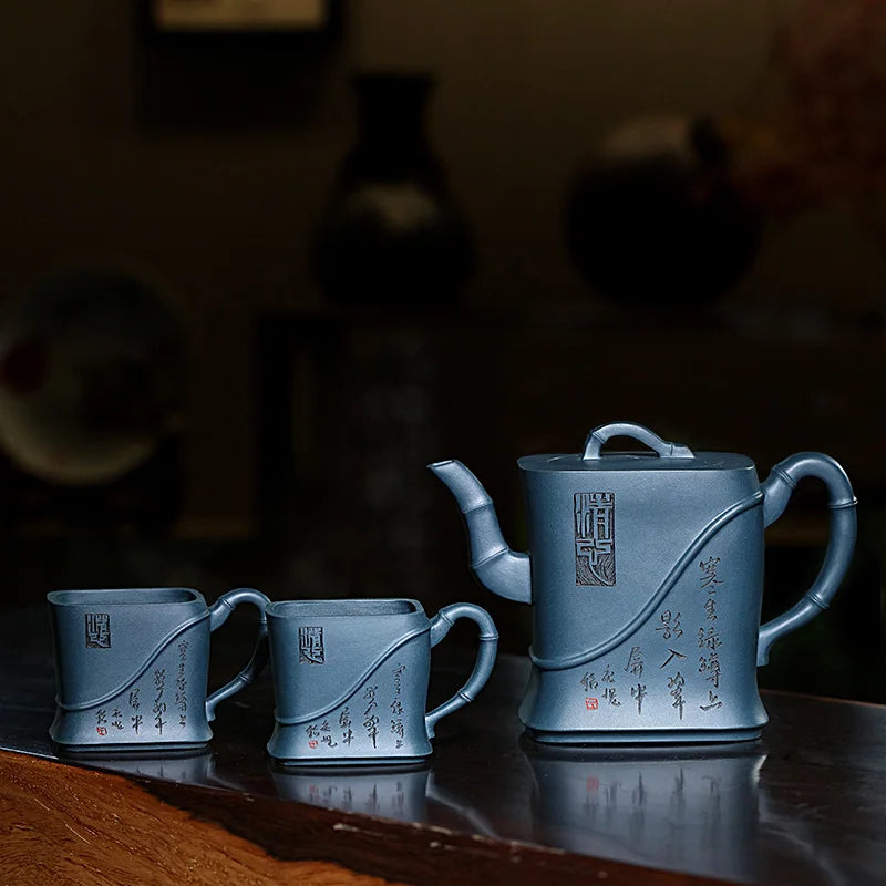 of the yixing handmade carved painting authentic recommended azure chlorite assistantengineer kung fu tea pot with tsui