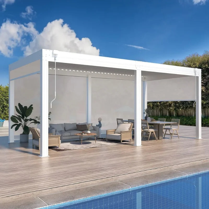 outdoor garden pergolas aluminum and PVC pergola, gazebo solar pergola roof