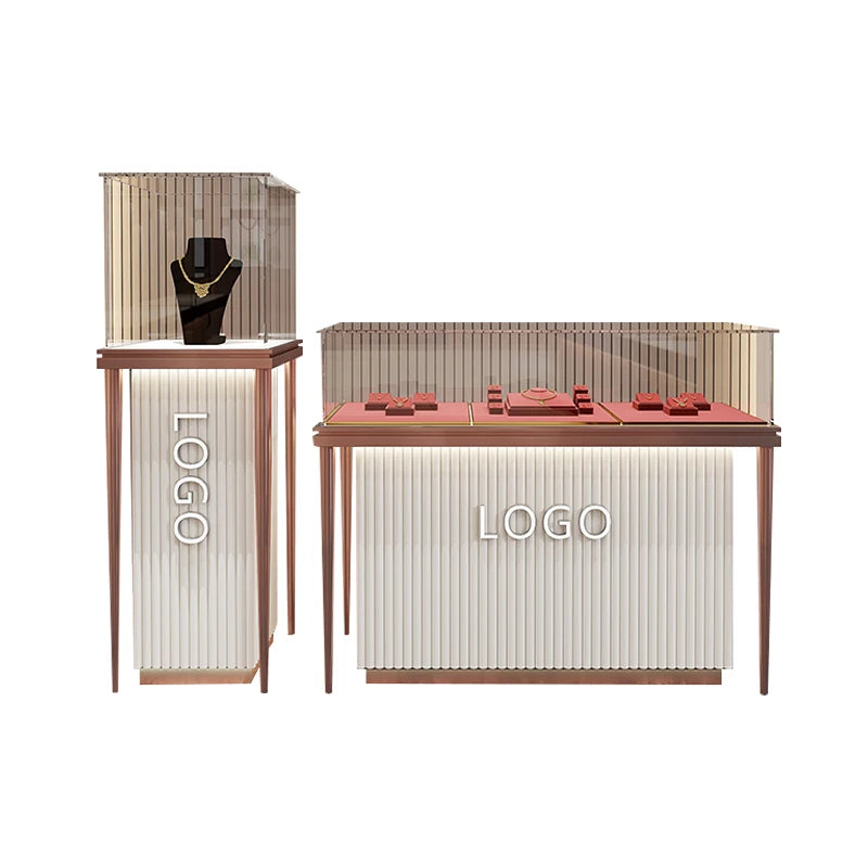 paint modern gold jewelry cabinet glass counter commercial jewelry showcase custom
