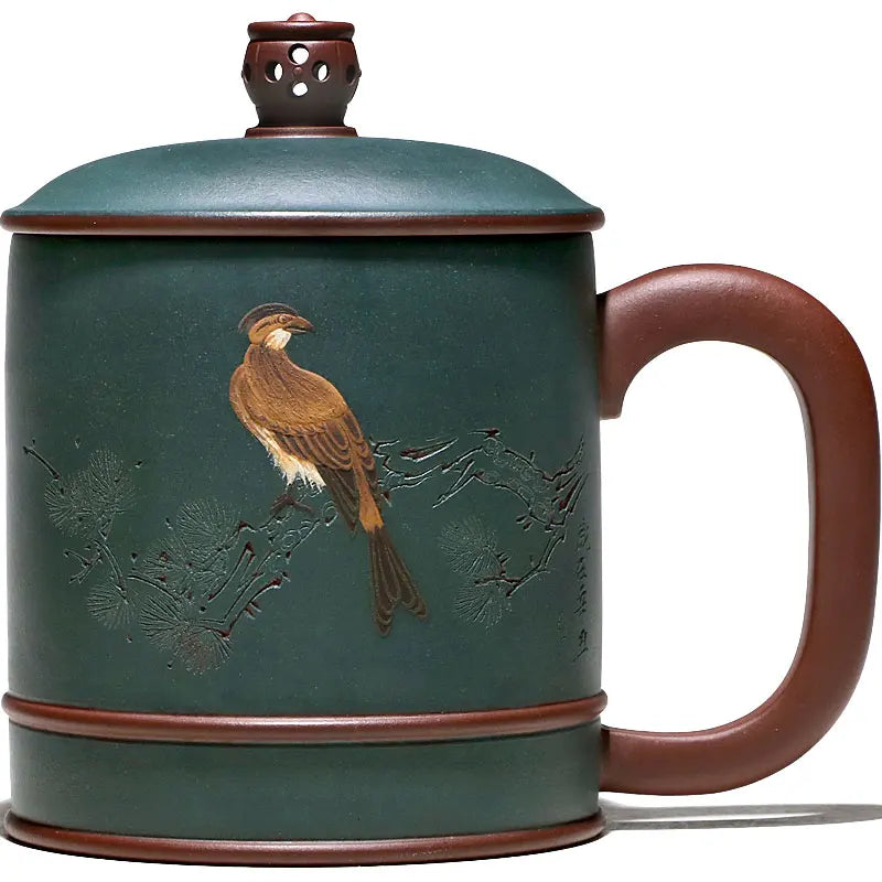 pot 】 yixing purple sand cup national expressway ChuLiQiang all hand ink chlorite batter cover cup magpie on branches