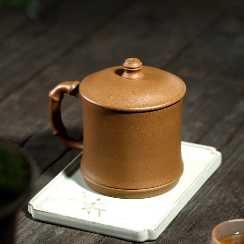 pot 】 yixing purple sand the engineering ChuLiQiang all hand gold bamboo old piece of clay model of the wind in my arms