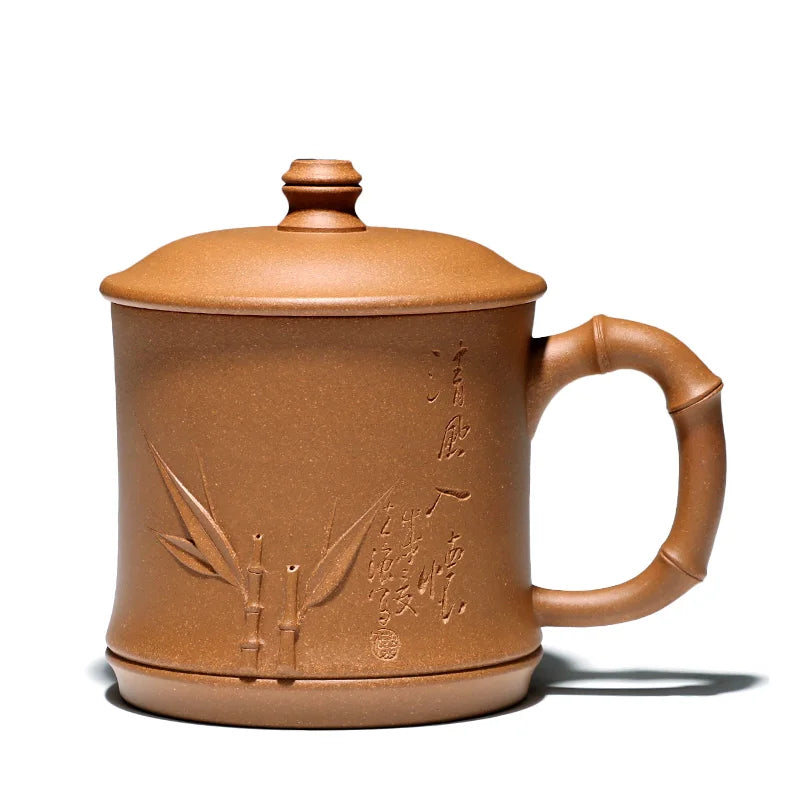 pot 】 yixing purple sand the engineering ChuLiQiang all hand gold bamboo old piece of clay model of the wind in my arms