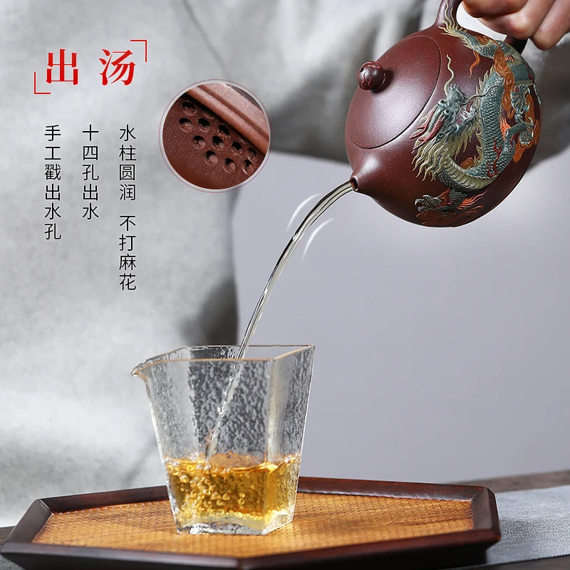 |recommended old painted purple clay famous heap pure manual teapot household pot of kung fu tea teapot large capacity