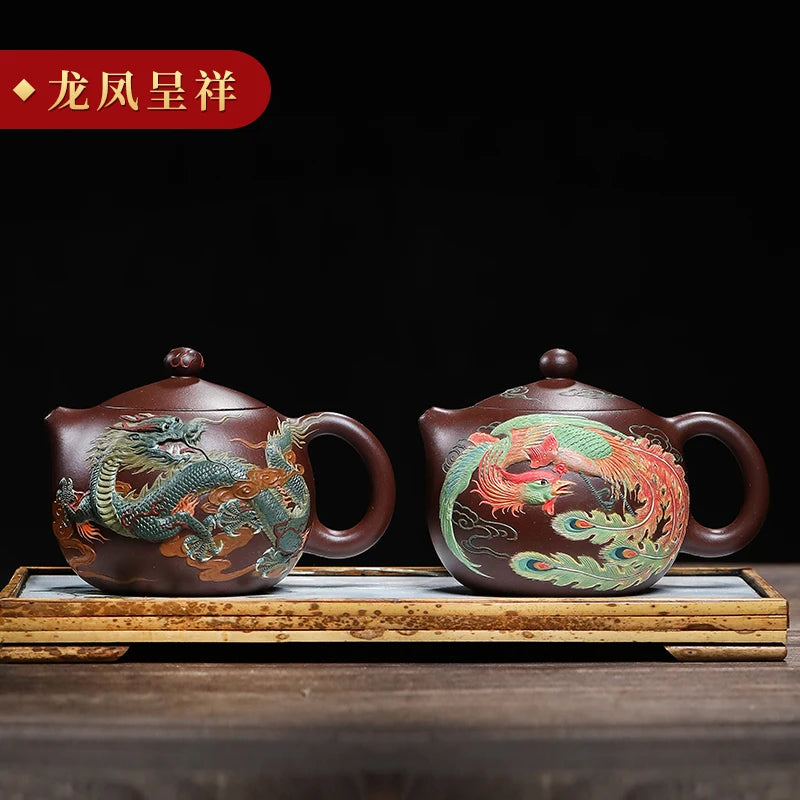 |recommended old painted purple clay famous heap pure manual teapot household pot of kung fu tea teapot large capacity
