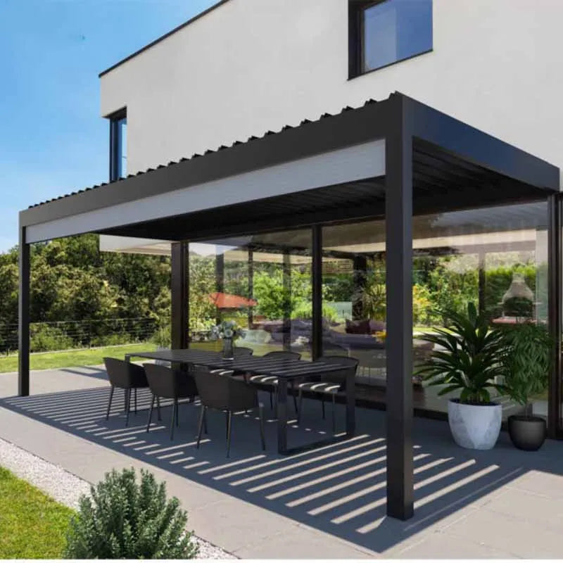 semi-cassette awning aluminum awning louvre roof pavilion pergola waterproof electric roof gazebo pergola