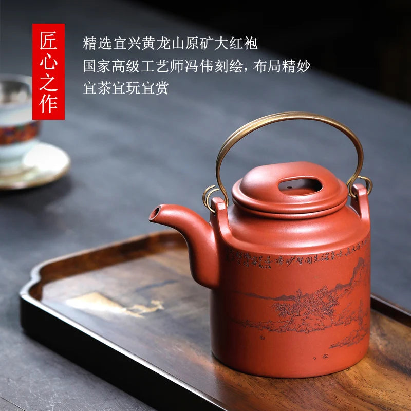 |senior engineer Feng Wei Zisha pot household raw ore pure manual Zhu Ni Dahongpao tea pot Niu Gaiyang bucket pot