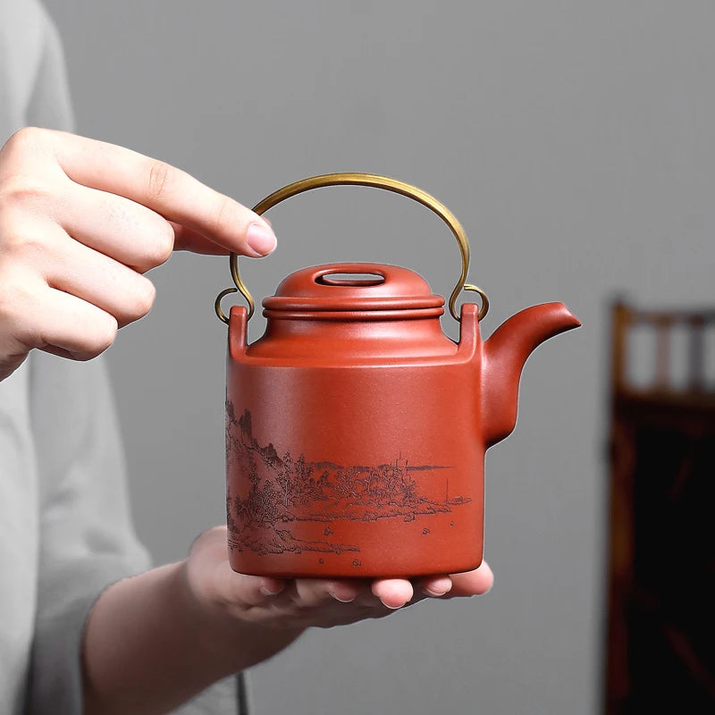 |senior engineer Feng Wei Zisha pot household raw ore pure manual Zhu Ni Dahongpao tea pot Niu Gaiyang bucket pot