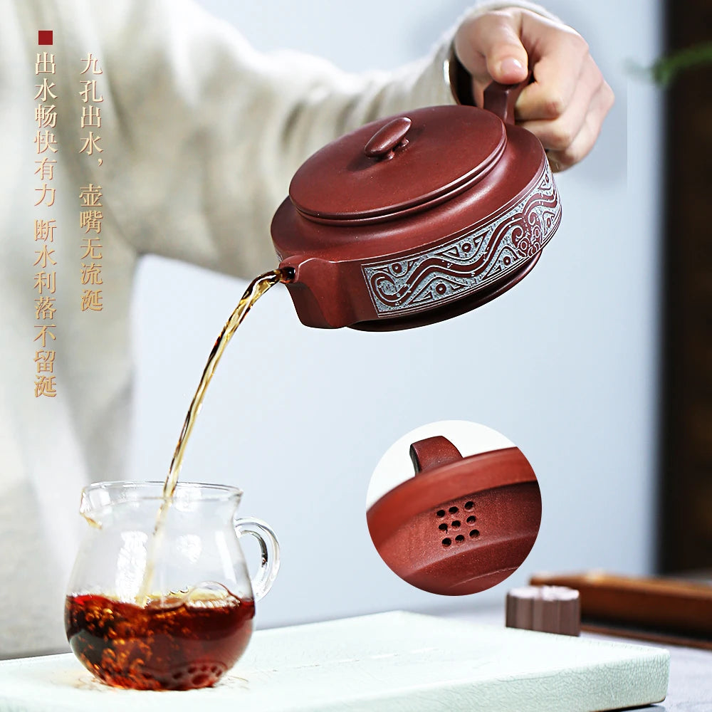 |spring yixing recommended pure manual famous large household teapot undressed ore Zhou Pan purple clay pot of 470 ml