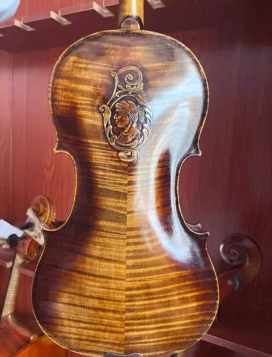 MMOOKA strong tone！All hand carved  Violin 4/4  retro coffee Professional violino set musical instrument high-grade box