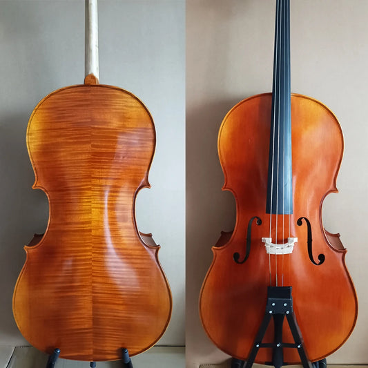 MMOOKA superior quality solid wood handmade cello 4/4 7/8 Flame  Maple back panel varnish cello stringed instrument professional cello