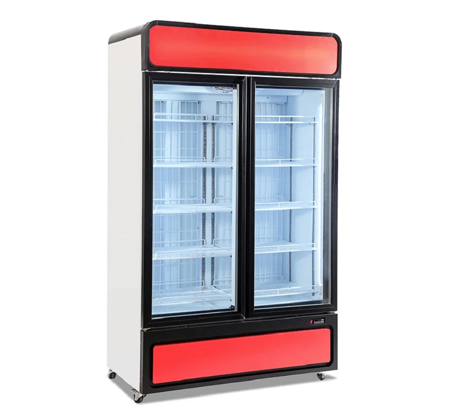supermarket drink chiller display showcase fridge glass door side-by-side refrigerators