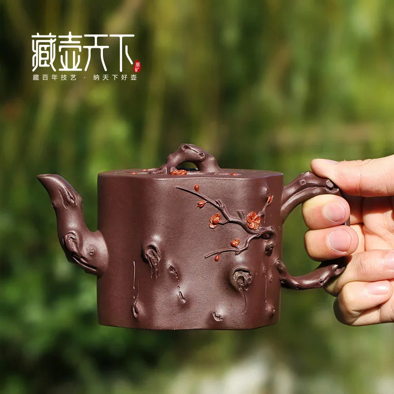 the yixing pot of the world famous dell all hand are recommended Huang Longshan undressed ore purple old plum tree pile