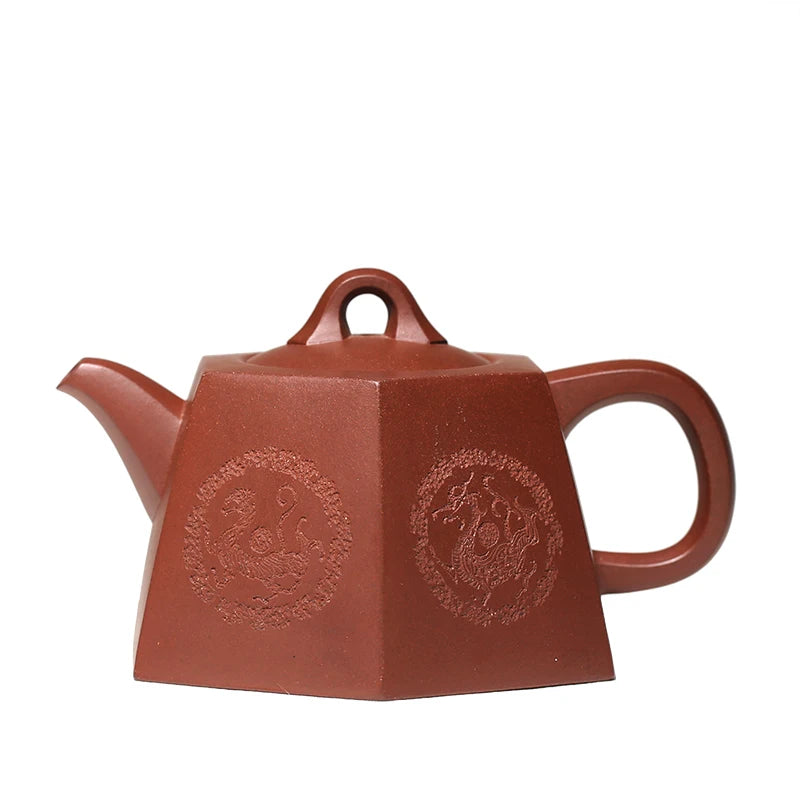 undressed ore pure manual recommended Huang Longshan red one dragon six-party well bar pot of 250 cc of antiquity