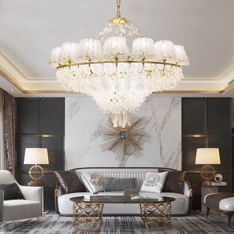 yiyingart lighting villa living room lamp American bedroom crystal chandelier simple copper dining room led Chandelier