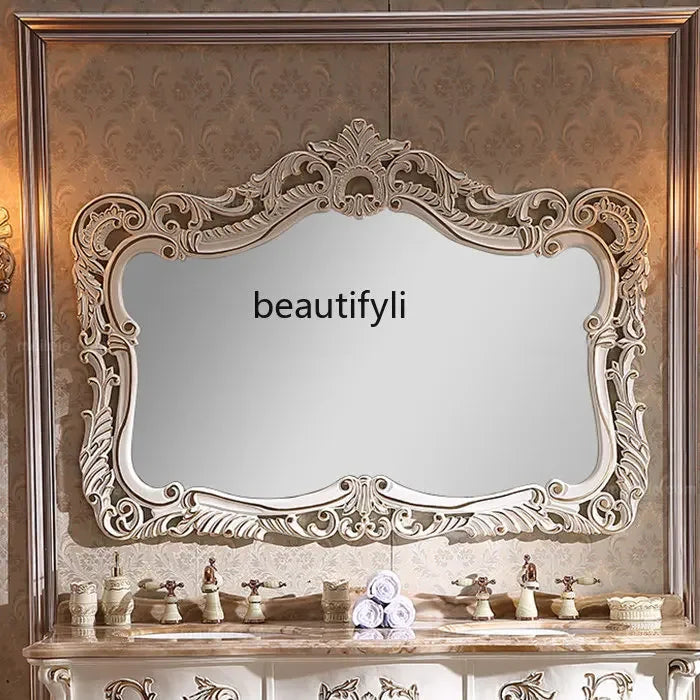 yj European-Style Bathroom Cabinet Red Oak Solid Wood Washstand American Marble Bathroom Cabinet